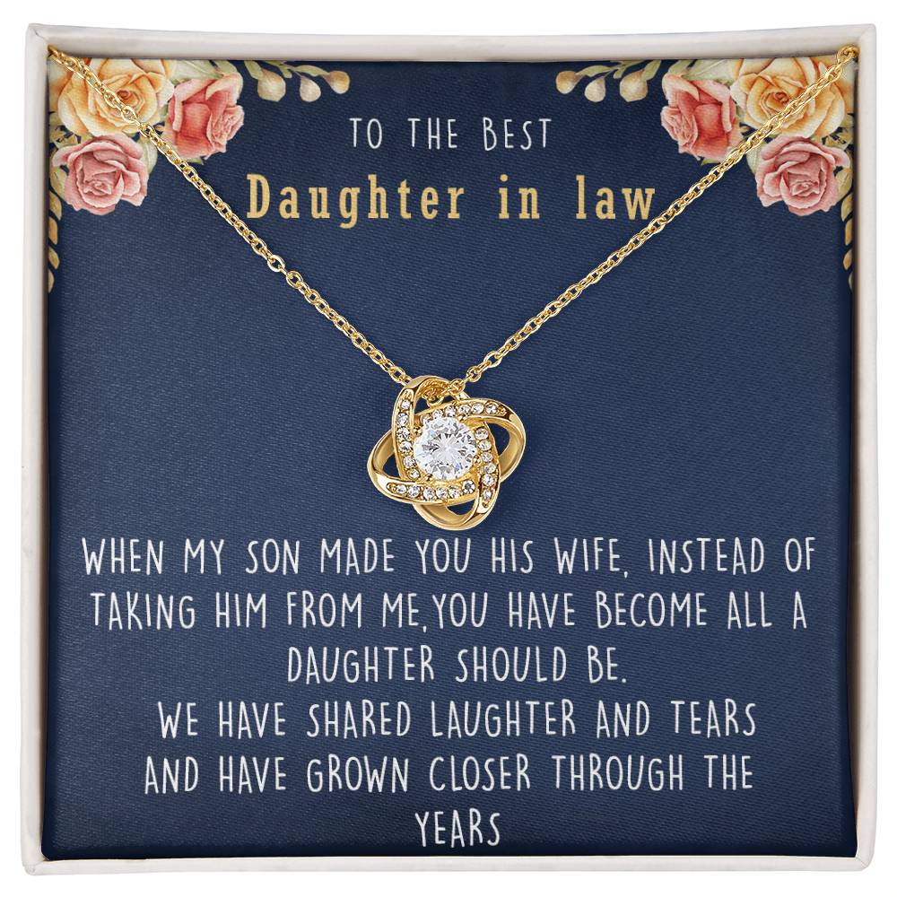 Gift for Daughter-in-law, To my Daughter-in-law necklace, Daughter-in-law jewelry, Daughter-in-law necklace, Daughter-in-law message card - Love Knot Necklace