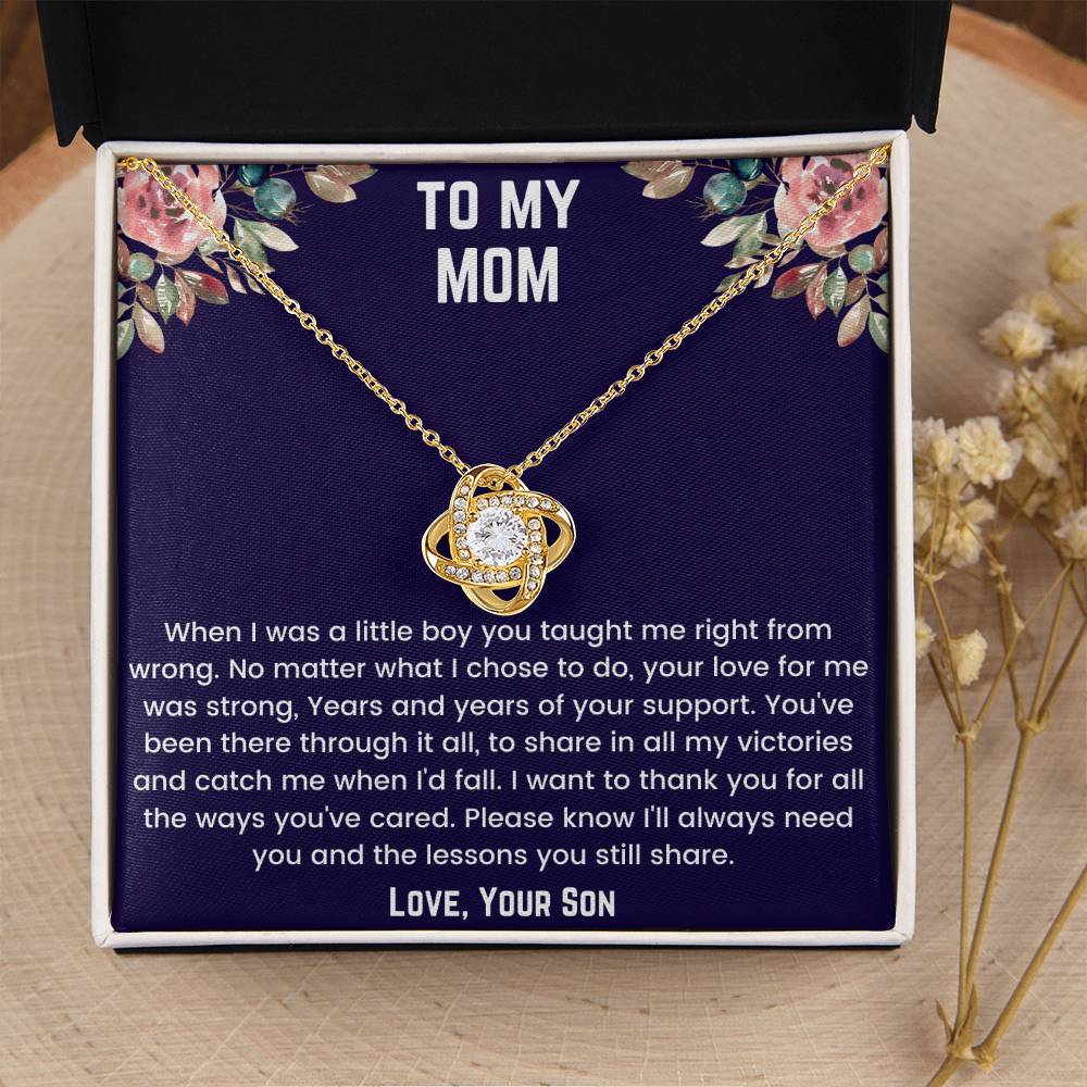 To My Mom- When I Was Little Love Knot Necklace