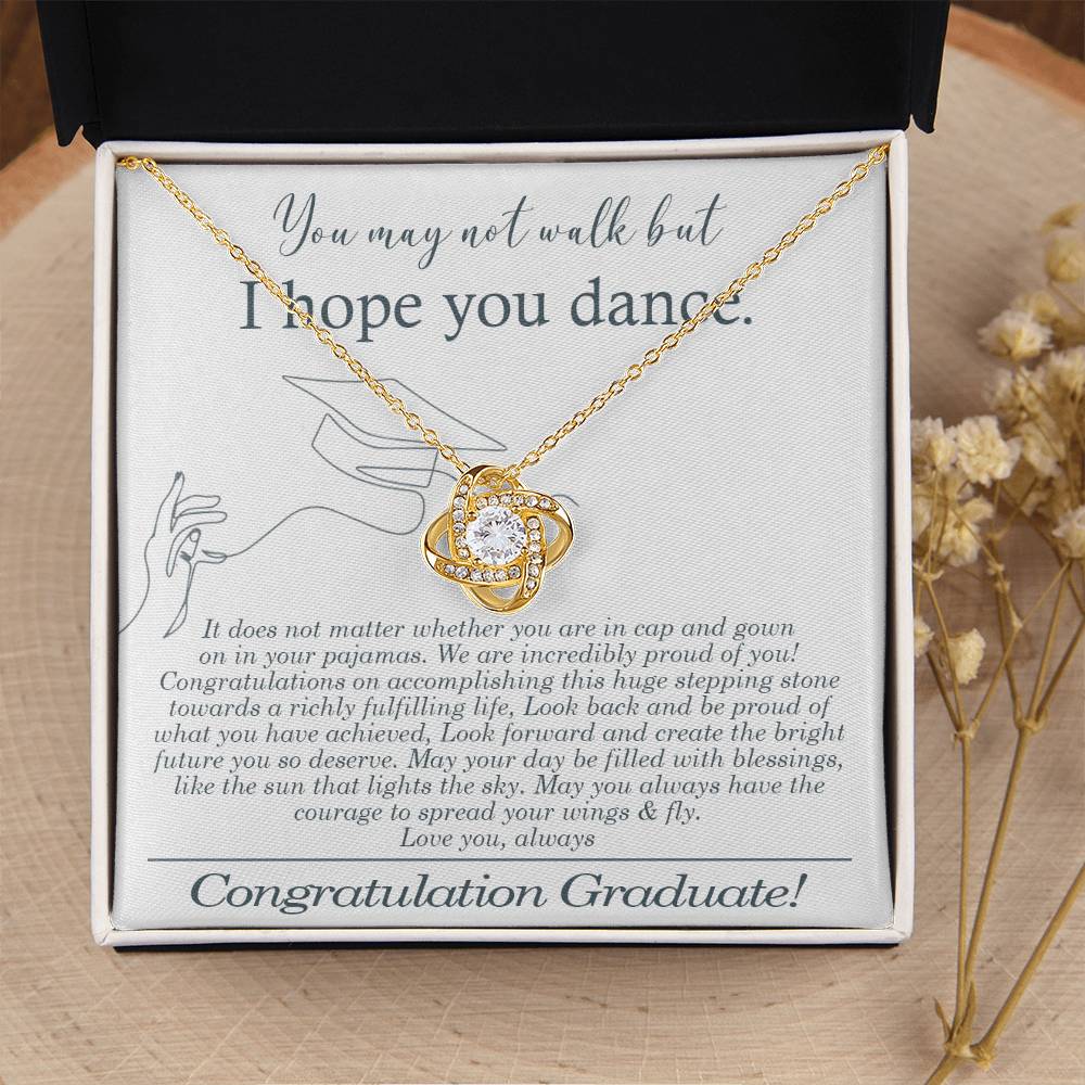 Graduation Gift For Her - I Hope You Dance Graduation Necklace Gift College Graduation Jewelry Gift Love Knot Necklace
