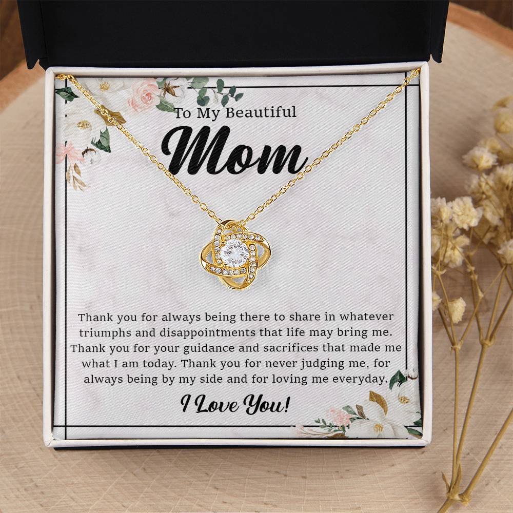 To My Beautiful Mom Necklace Gift For Mom From Daughter From Son Mother's Day Gift Thank You Mom Love Knot Necklace