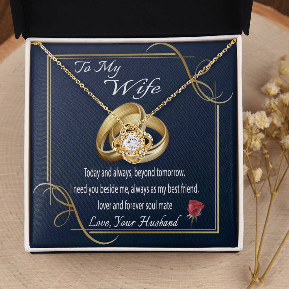 To My Wife Gift Necklace Message Card Necklace To Wife From Husband Anniversary Gift For Wife Birthday Gift Necklace Fo Love Knot Necklace