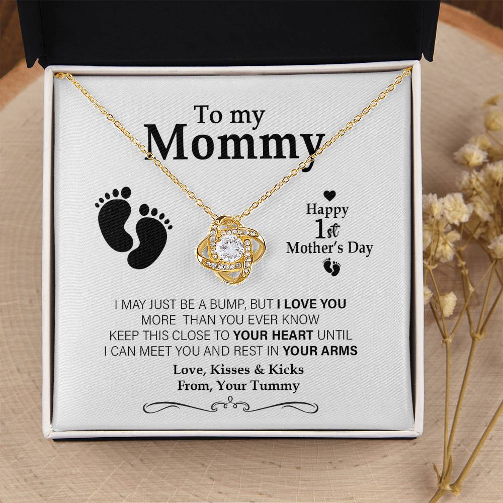 Happy 1St Mother's Day Expecting Mother Gift Present For Pregnant Friend Not For Baby Unique Gifts For Mom To Be Love Knot Necklace