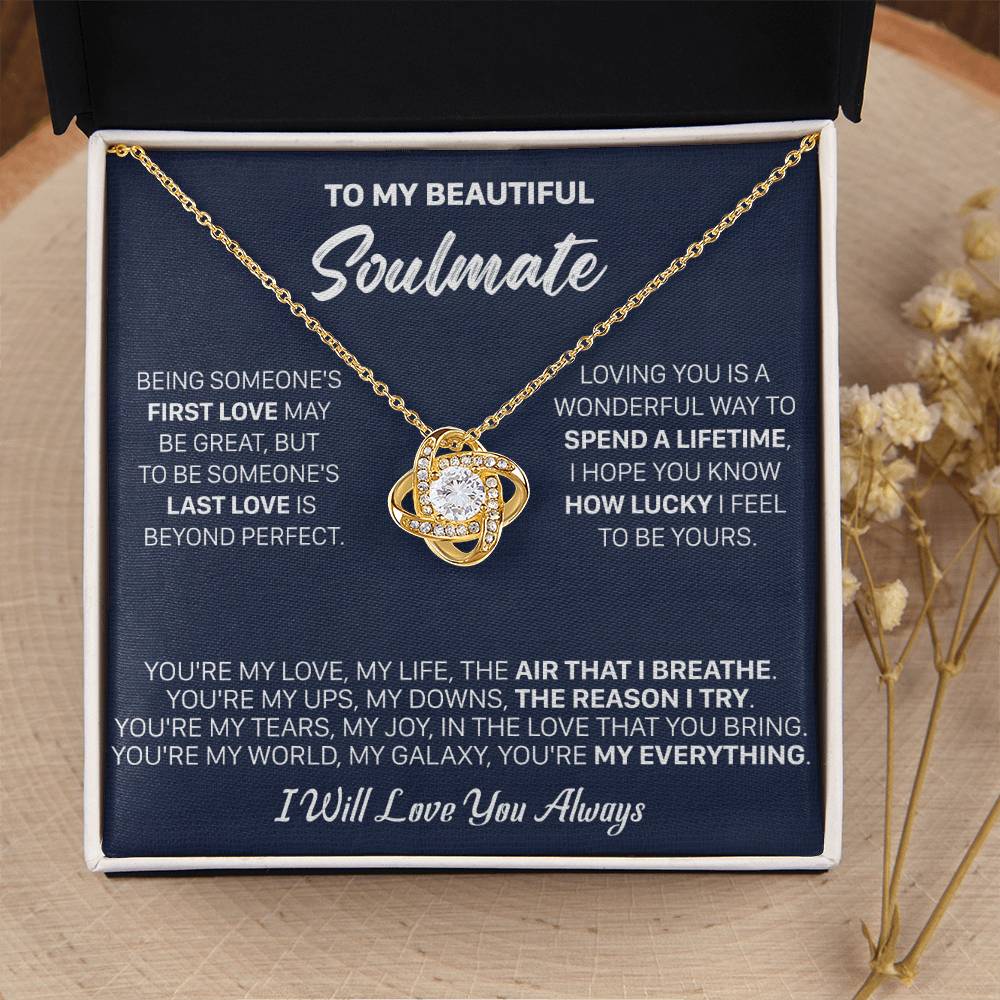 Gift For Your Soulmate - Being First I Breath Love Knot Necklace Love Knot Necklace