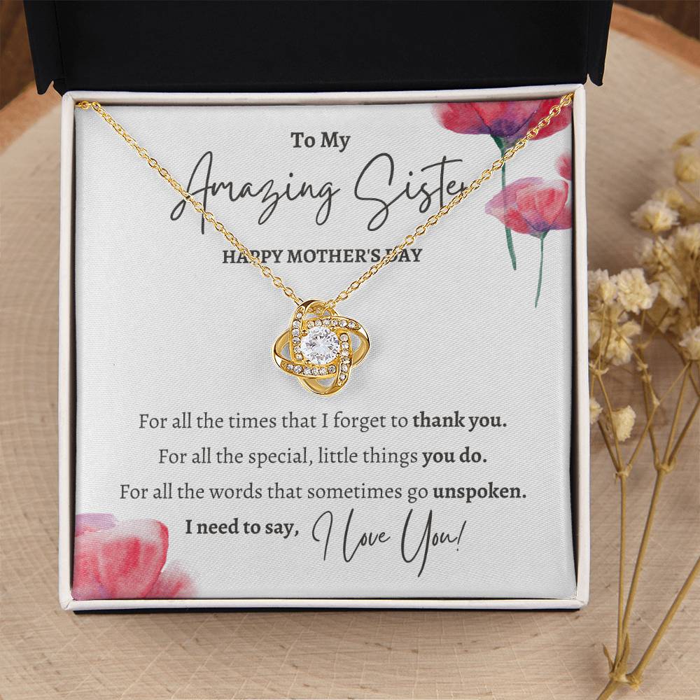 Mothers Day Gift For Sister Sister Mothers Day Gift Sister Necklace Gift On Mothers Day Sentimental Mothers Day Gift For Sister J Love Knot Necklace