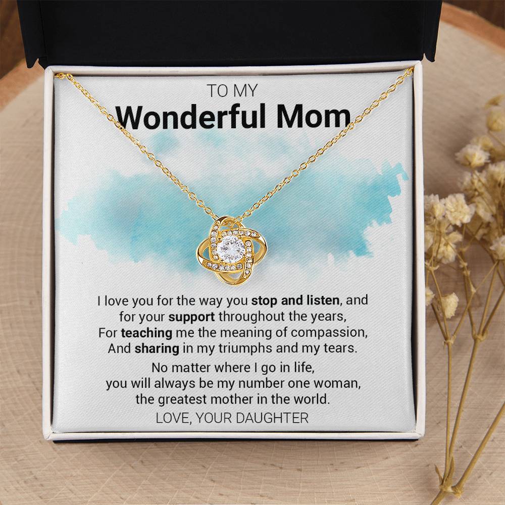 Gift For Mom - The Greatest M Love Knot Necklace
