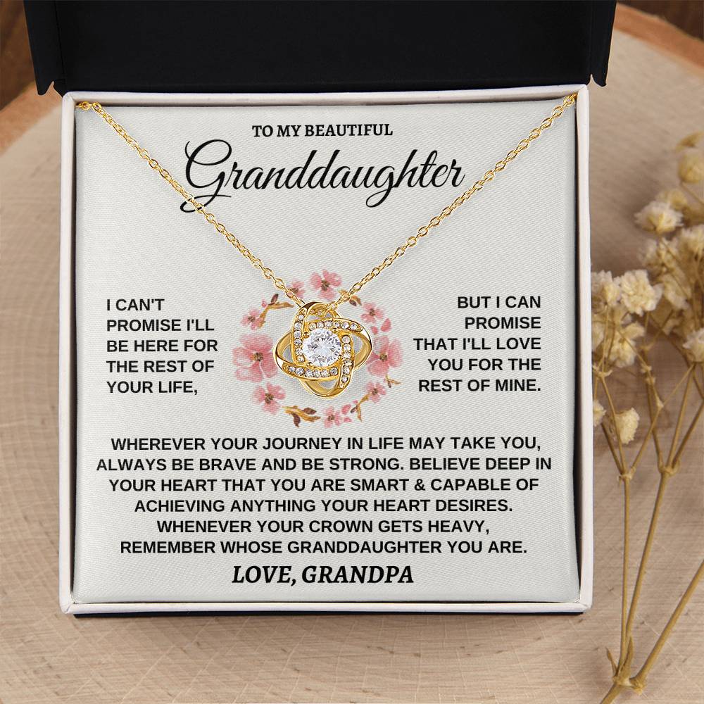 To My Beautiful Granddaughter Necklace Gift For Granddaughter From Grandpa Granddaughter Birthday Graduation Jewelry Gift Love Knot Necklace