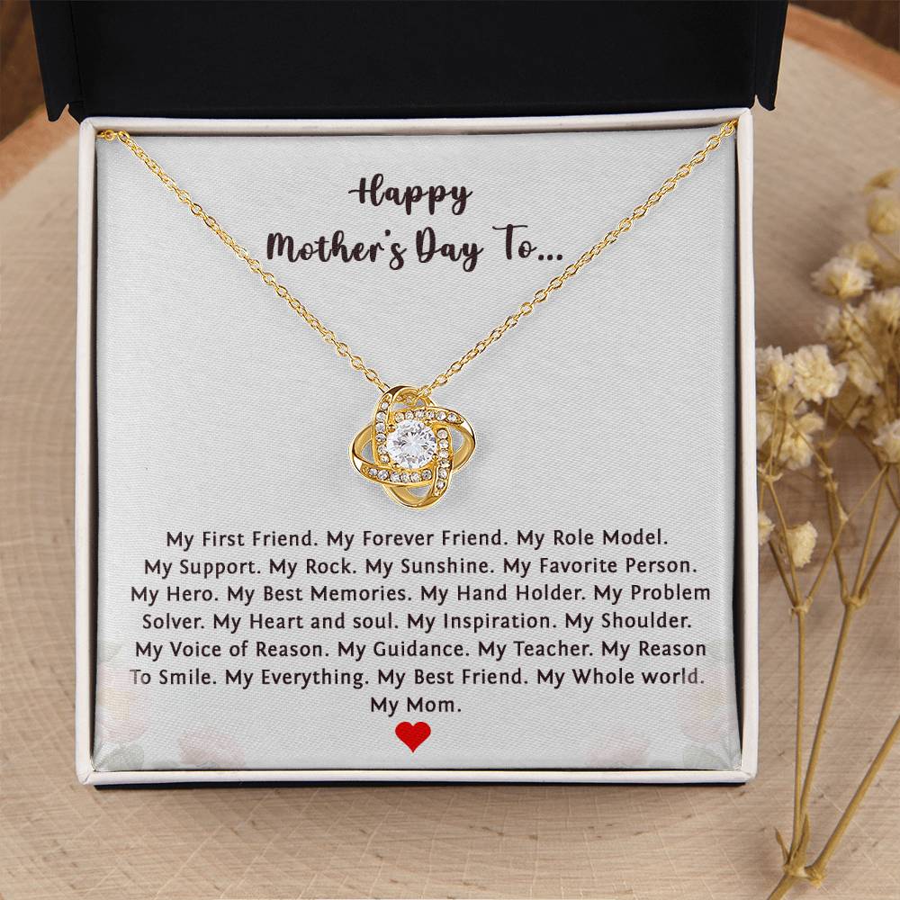 Happy Mother's Day To My First Friend Love Knot Necklace