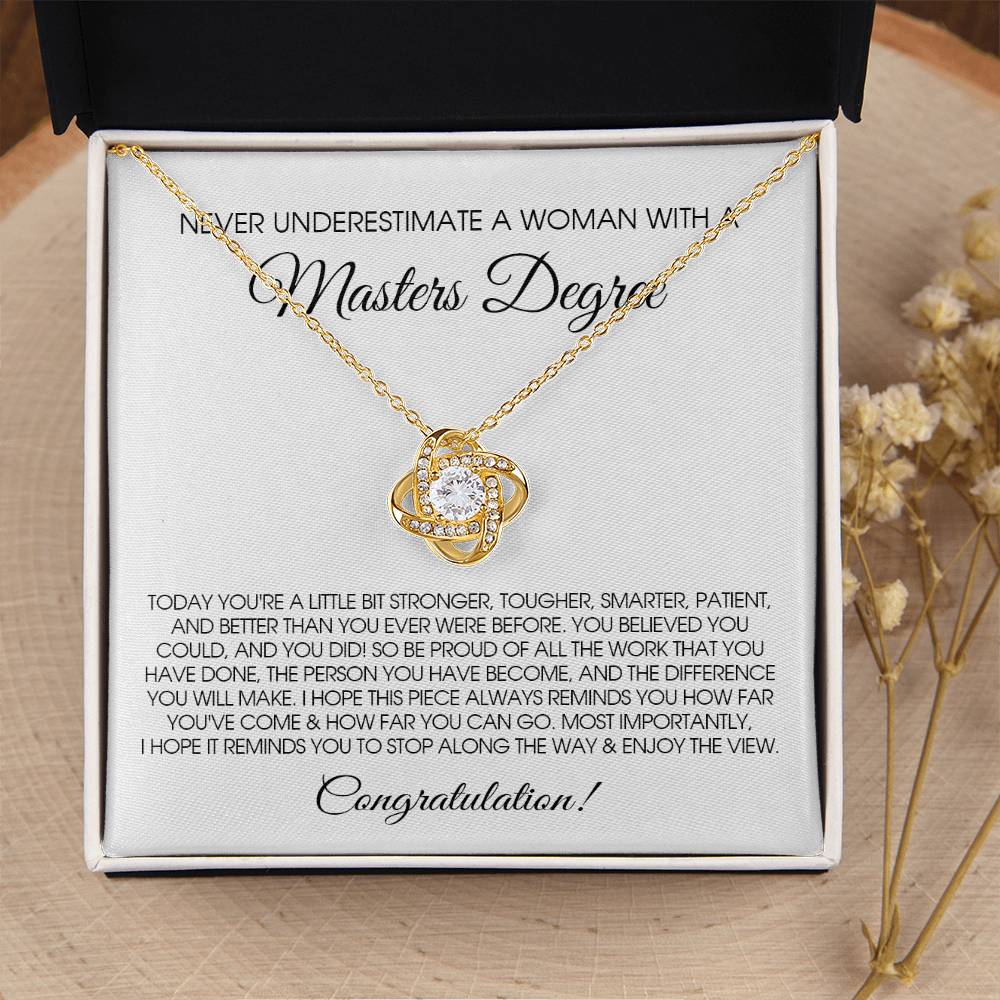Masters Degree Graduation Gift For Her Master Degree Necklace For Daughter Sister Best Friend Love Knot Necklace