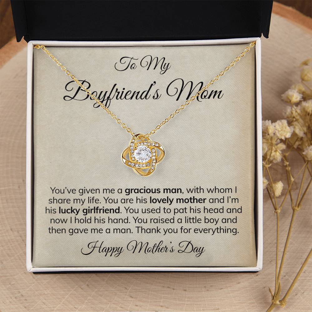 To My Boyfriend's Mom Necklace Happy Mother's Day Mother's Day Gift For Mom Of Boyfriend Love Knot Necklace
