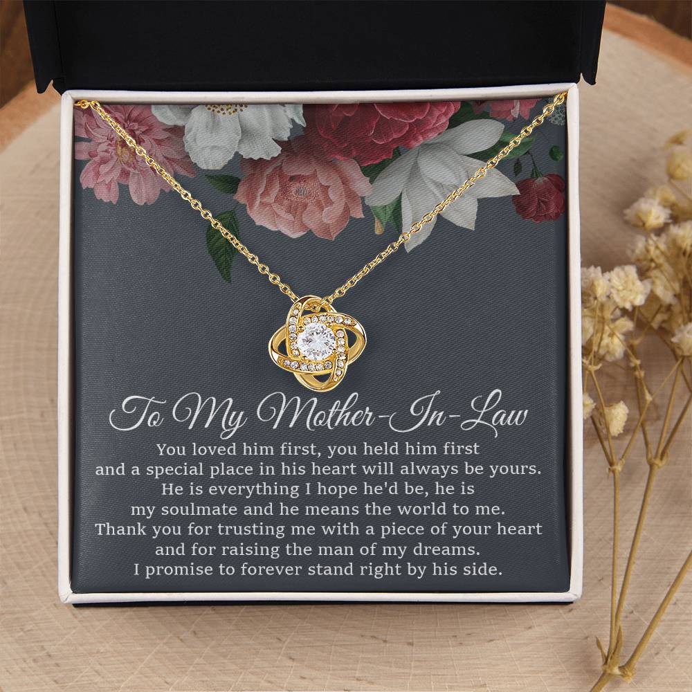 To My Mother-In-Law Necklace Mother Of The Groom Gift Mother In Law Gift From Bride Love Knot Necklace