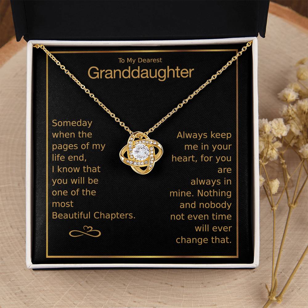 To My Dearest Granddaughter Love Knot Necklace Love Knot Necklace