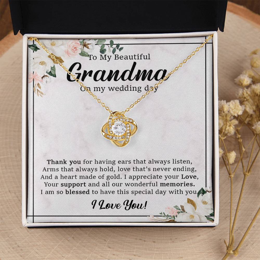 To Grandma Wedding Gift For Grandma Of The Bride Grandmother Wedding Gift From Granddaughter Love Knot Necklace