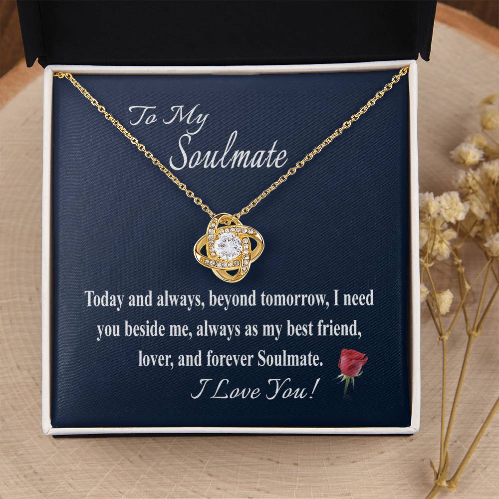 To My Soulmate Message Card Necklace For Wife Girl - Love Knot Necklace