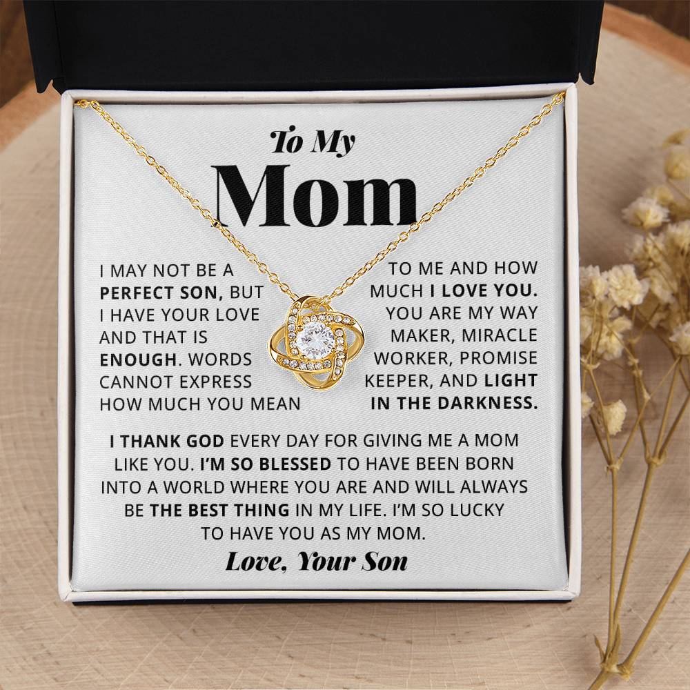 To My Mom - Heart Melt Message Love Knot Necklace Love Knot Necklace