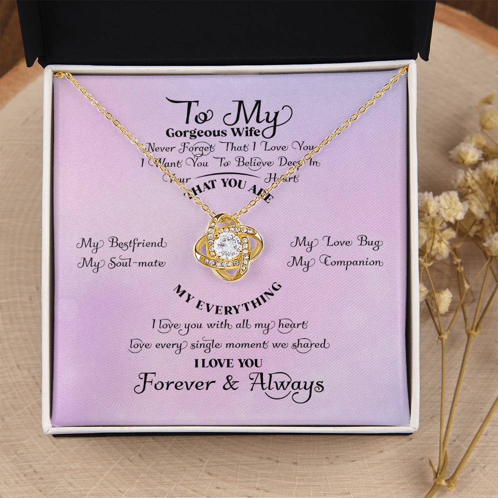 Never Forget That I Lo Love Knot Necklace