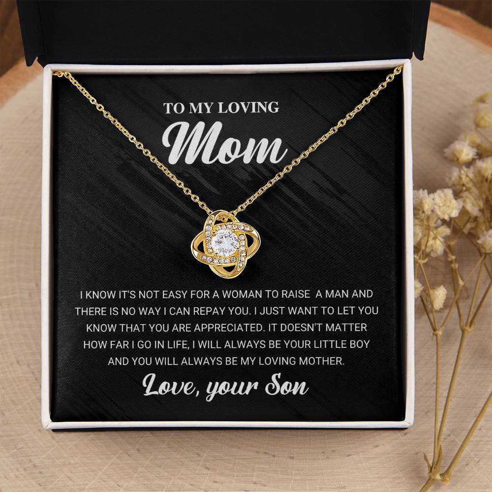 To My Loving Mom Necklace Gift For Mom From Son Mom Birthday Gift Mother's Da Love Knot Necklace