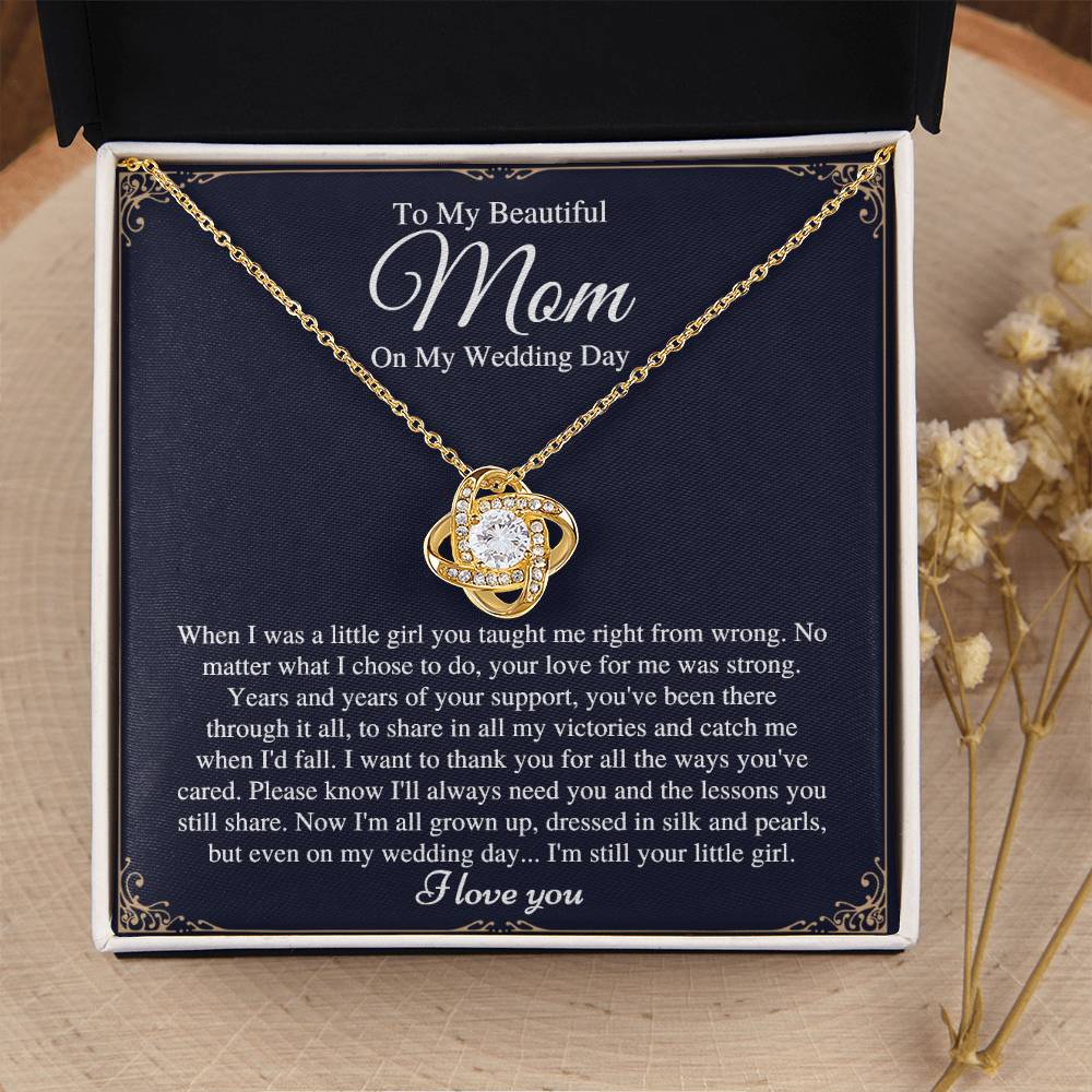 Mom On Love Knot Necklace