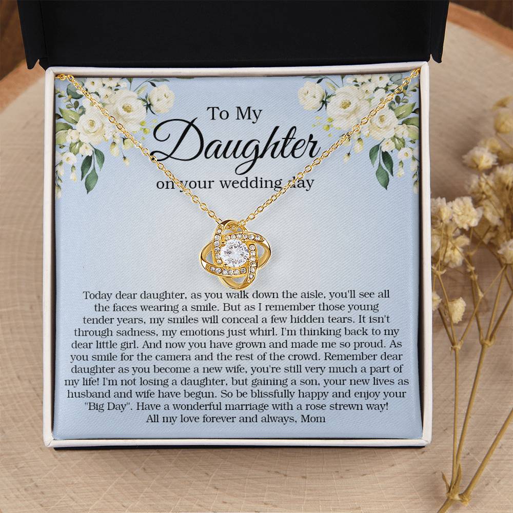 To My Daughter On Your Wedding Day Gift For Daughter On Wedding Day Bride Gift From Mom Daughter Wedding Necklace Love Knot Necklace