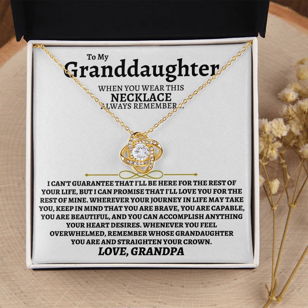 To My Granddaughter Necklace Granddaughter Jewelry Gift From Grandpa Meaningful Gift For Her Love Knot Necklace