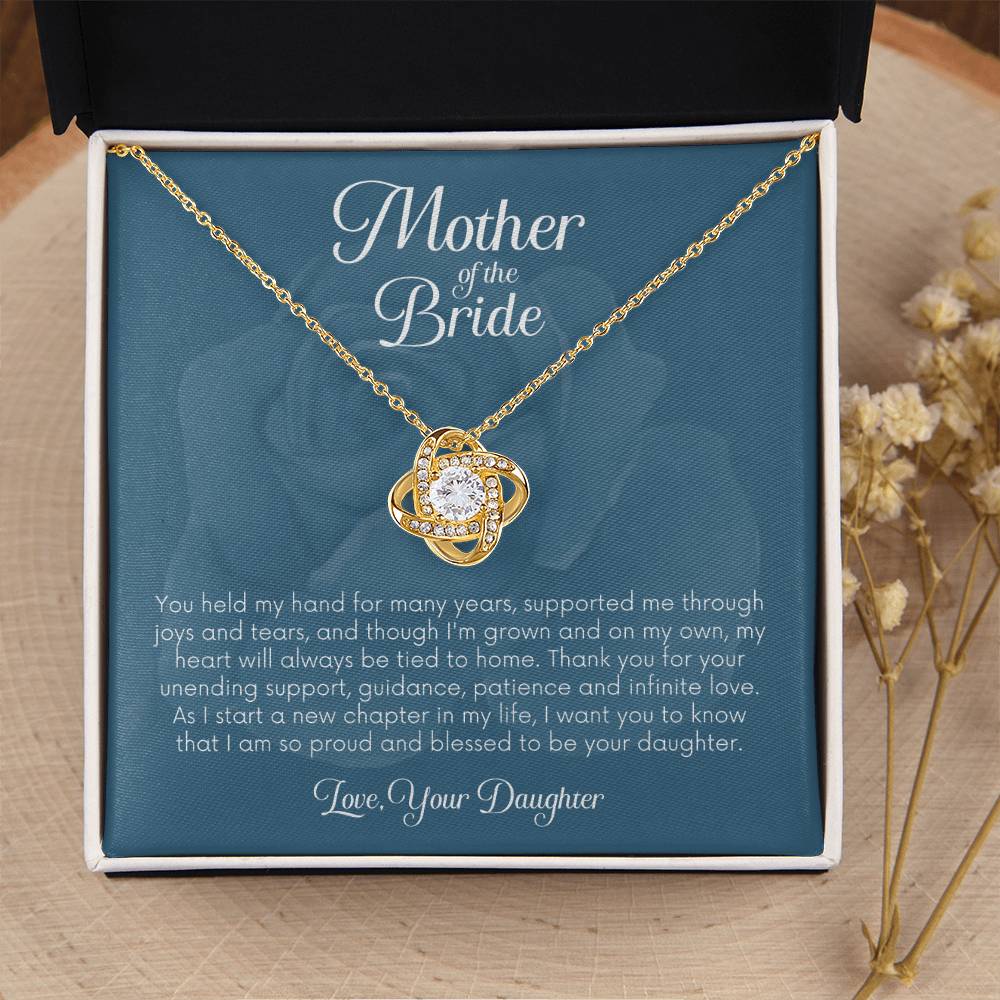 Mother Of The Bride Gift From Daughter Gift For Mom On Wedding Day Mom Gift From Daughter Mother Cross Necklace Jewelry Gift Love Knot Necklace