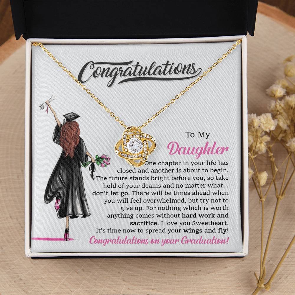 To My Daughter Graduation Necklace Graduation Gift For Daughter High School College Graduation Gift Love Knot Necklace