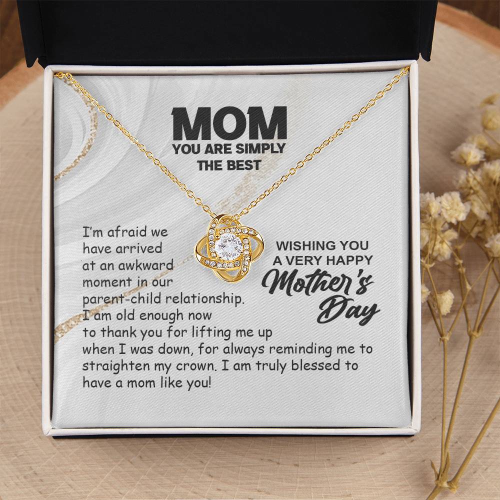 Simply The Best Mom-Love Knot Necklace Love Knot Necklace