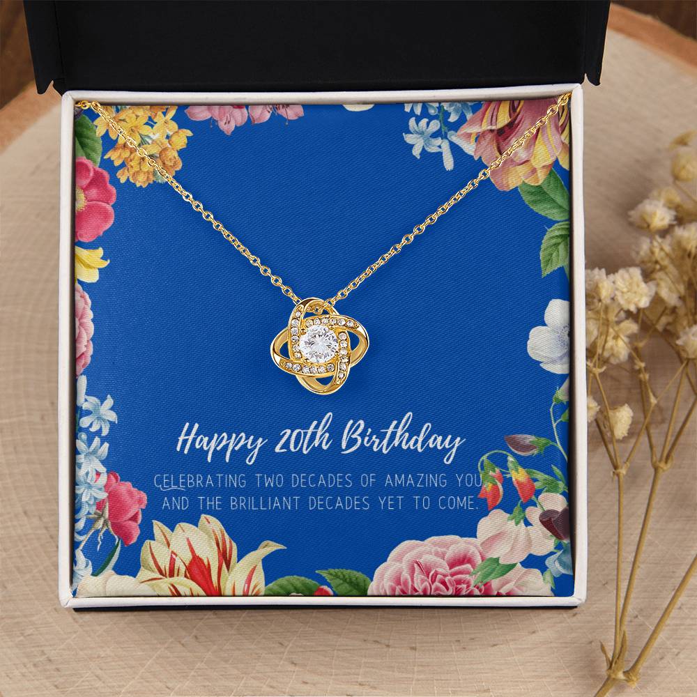 20Th Birthday Gifts For Women Necklace For Her 2 Decade Jewelry 20 Years Old 20Th Birthday Gift Necklace Jewelry Gift F Love Knot Necklace