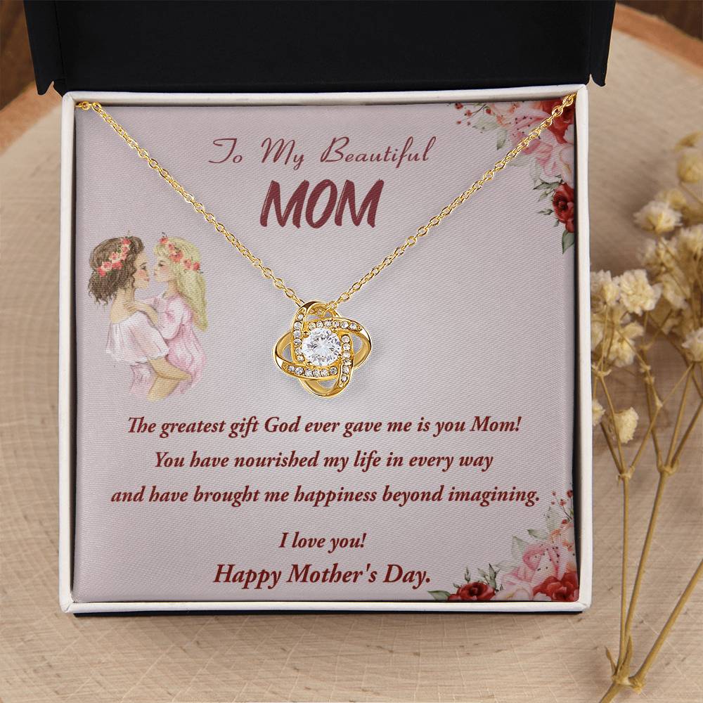 Mother's Day Gift Necklace To Mom From Daughter Gift Necklace Love Knot Pendant Necklace For Mom Mother's Day Gifts Love Knot Necklace