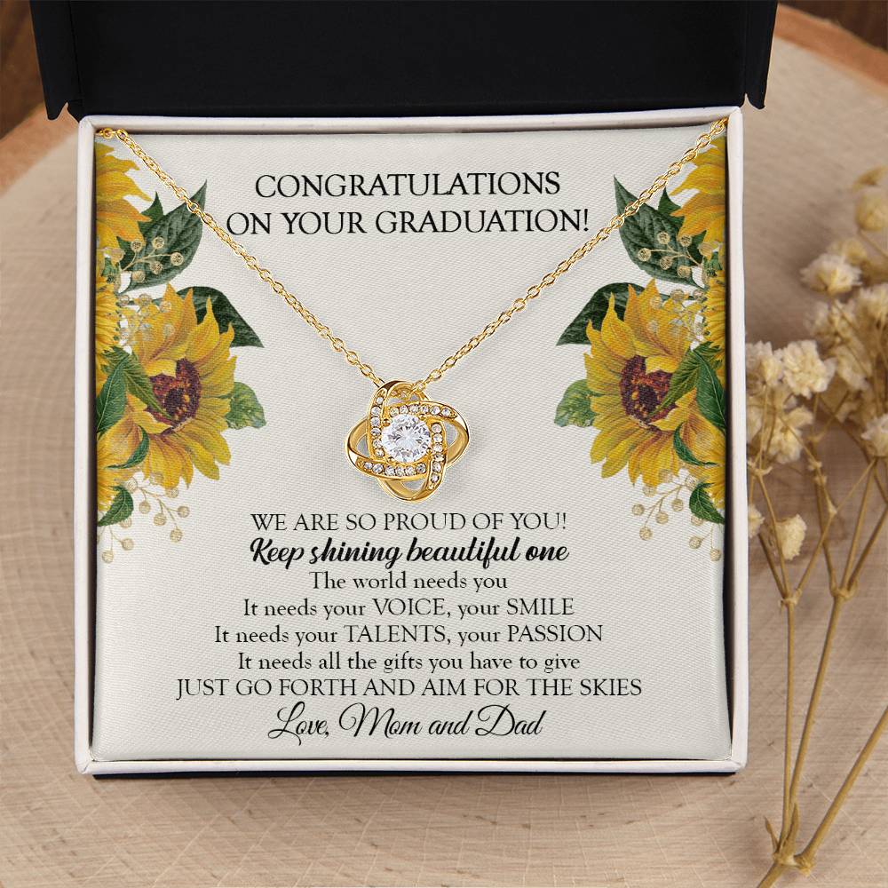 To Our Daughter Graduation Necklace Graduation Gift For Daughter From Mom & Dad Love Knot Necklace