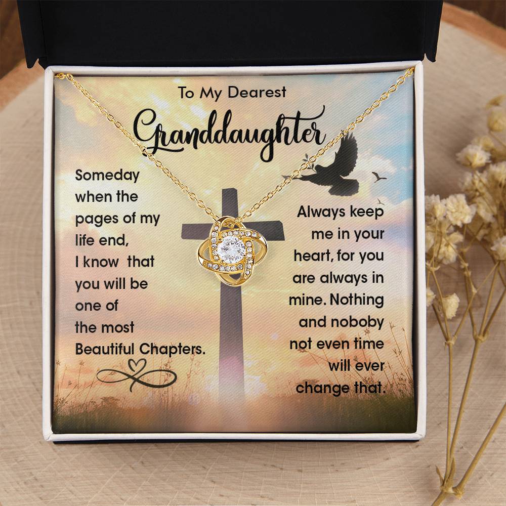 To My Dearest Granddaughter - Heart Melt Message Love Knot Necklace?? Love Knot Necklace