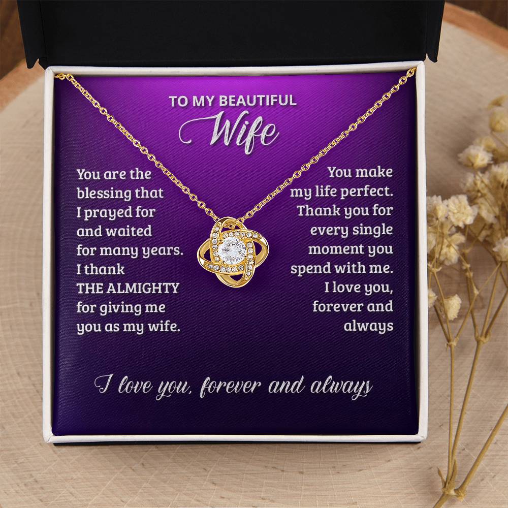 Love Knot Necklace - To My Beautiful Wife Love Knot Necklace