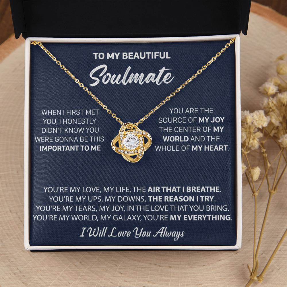 Gift For Your Soulmate - My Joy I Breath Love Knot Necklace Love Knot Necklace