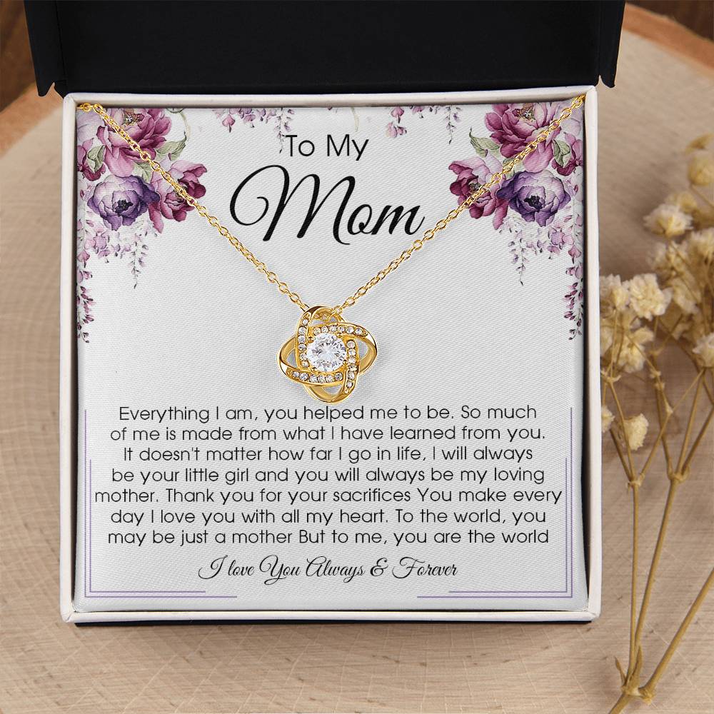Gift For Mom From Daughter Or Son To My Mom Necklace Mother's Day Gift Mom Birthday Unique Message Card Gift Love Knot Necklace