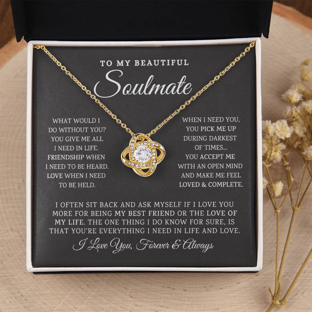 To My Beautiful Soulmate Necklace Gift For Girlfriend Anniversary Birthday Gift Sentimental Gift Love Knot Necklace