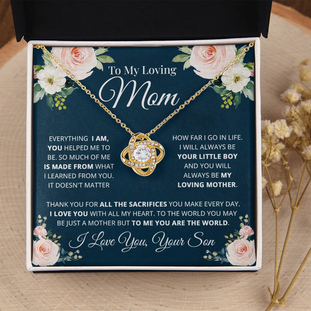 To My Loving Mom Necklace Gift For Mom From Son Mother's Day Gift Mom Birthday Present Love Knot Necklace
