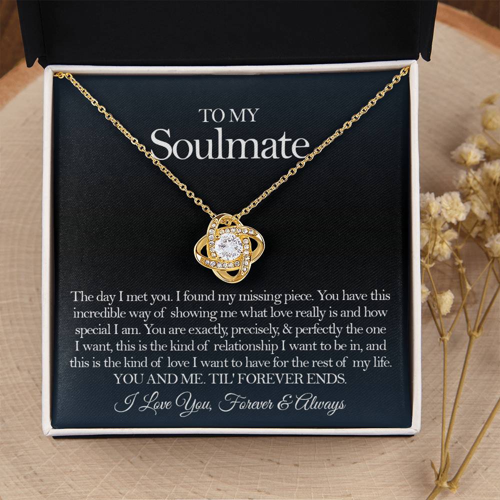 To My Soulmate Necklace Gift For Girlfriend From Boyfriend Girlfriend Birthday Anniversary Gift Love Knot Necklace