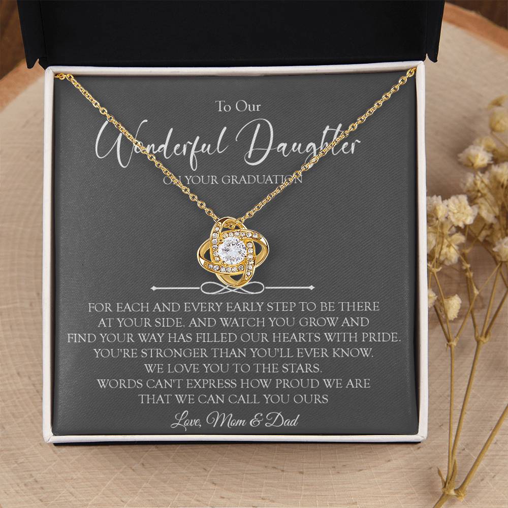 To Our Daughter Graduation Gift Necklace Graduation Gift For Daughter From Mom A Love Knot Necklace