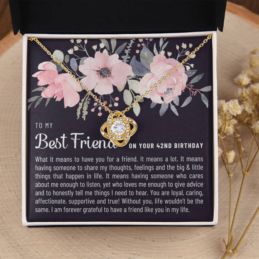 Gift For Best Friend 42Nd Birthday 42Nd Birthday Gift For Her Meaningful Best Friend 42Nd Birthday Necklace Unique Gifts 42Nd Bi Love Knot Necklace