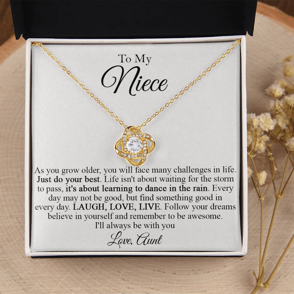 To My Niece Necklace Niece Gift From Aunt Niece Birthday Gift Grown Up Niece Christmas Gift For Love Knot Necklace