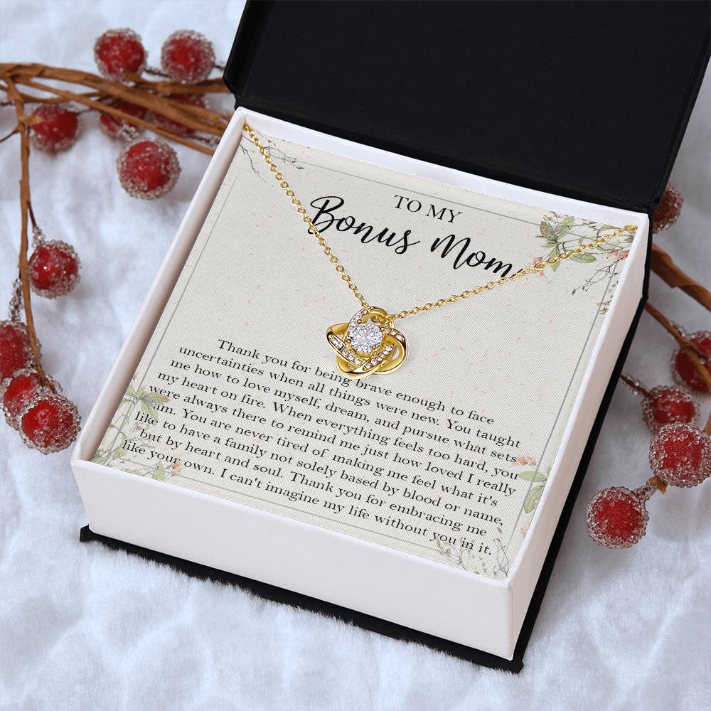 To My Bonus Mom Necklace Gift Bonus Mom Necklace Step Mom Gift For Birthday Unique Message Card From Daughter Son To S Love Knot Necklace