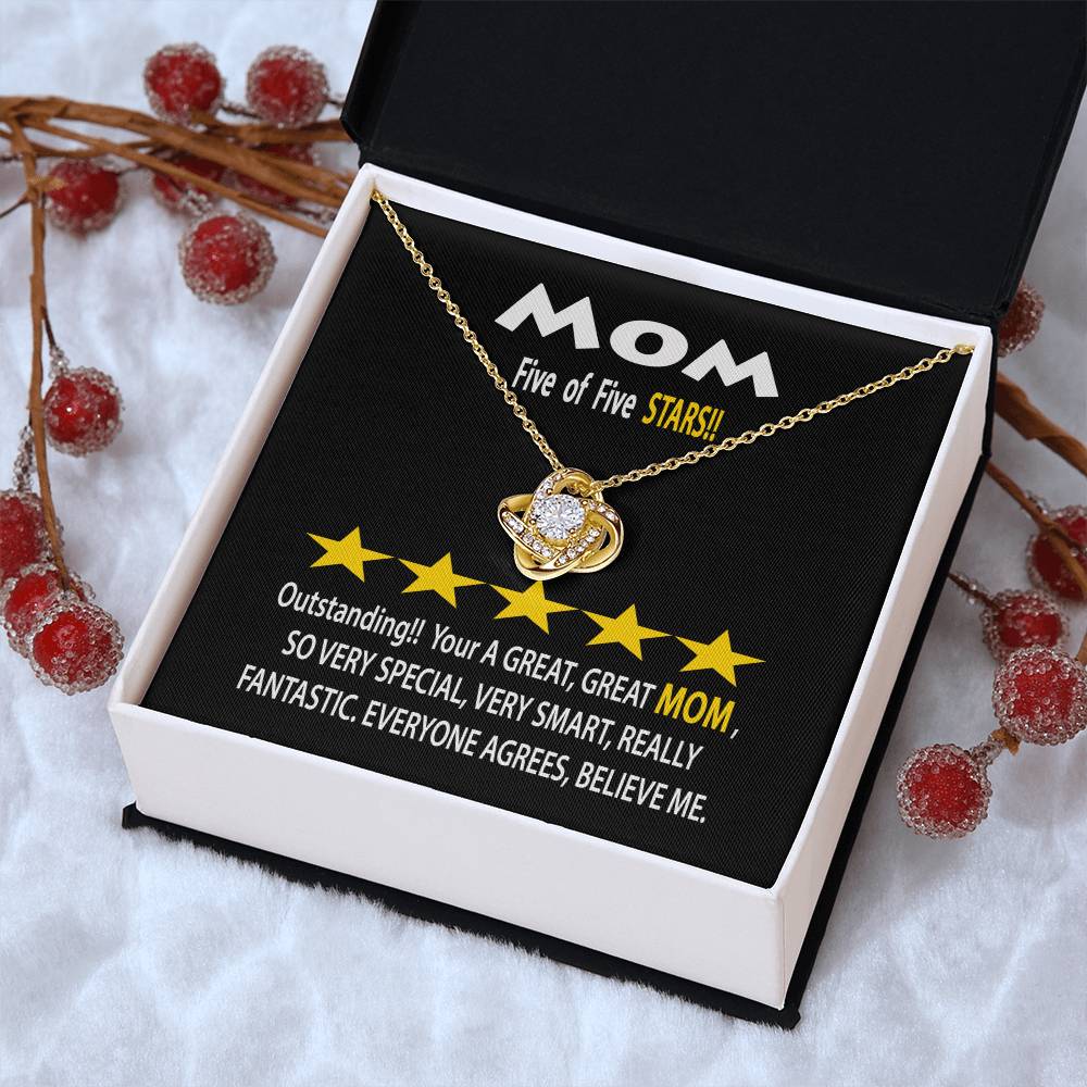 To Mom Gift Necklace With Message Card Five Star Review For Mom Mother's Day Gift Necklace Mom Birthday Gift Ne Love Knot Necklace