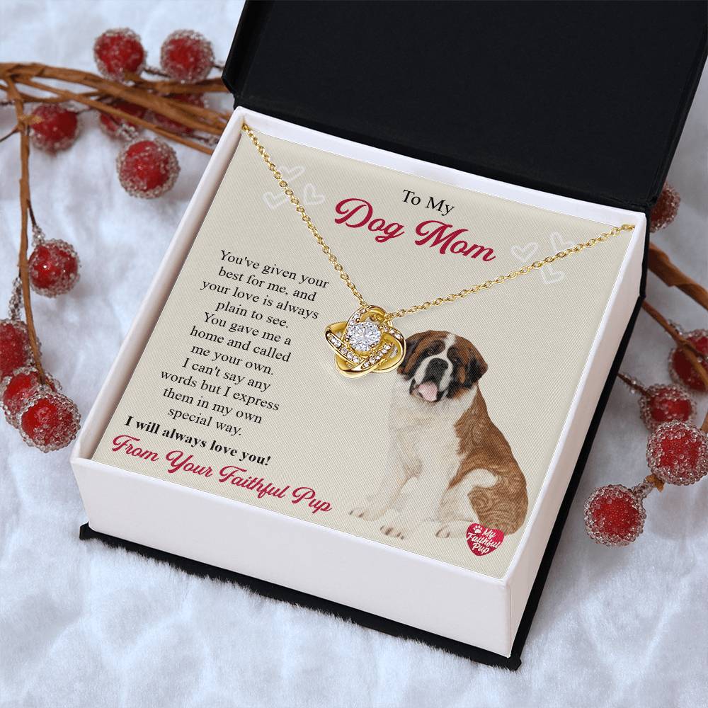 Saint Bernard Necklace Gift For Lab Mom Gift For Dog Lover Dog Mom Gift Golden Lab Gift Labrador Mom Pet Parent Jewelry St. Bernard Love Knot Necklace