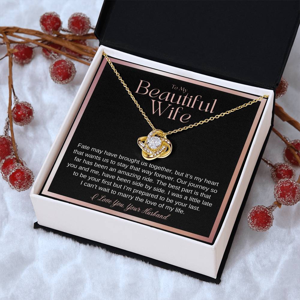 Wife Gift On Wedding Day Bride Gift From Groom On Wedding Day Fate May Have Brought Us Together Wife Wedding Necklace Gift From Husband Love Knot Necklace