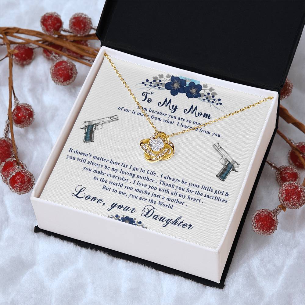 To My Mom- Perfect Gift For Gun Lov Love Knot Necklace