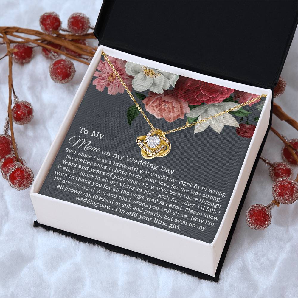 To My Mom On My Wedding Day Gift Wedding Necklace Gift For Mom From Bride Love Knot Necklace