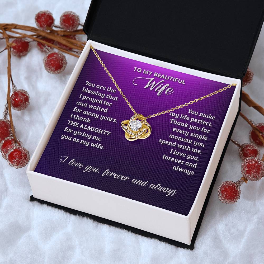 Love Knot Necklace - To My Beautiful Wife Love Knot Necklace