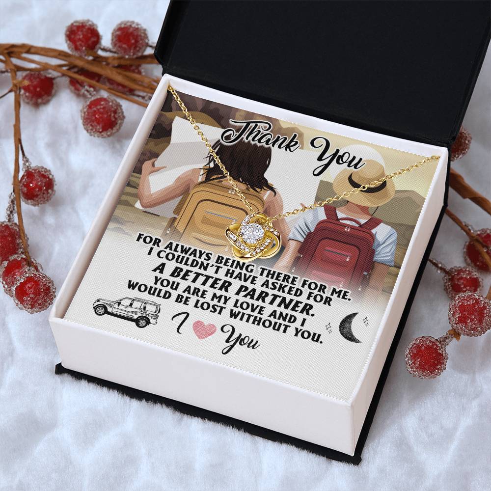 To My Partner Gift Necklace Gift Necklace For Wife Hiking Wife Gift Traveling Wife Love Knot Necklace