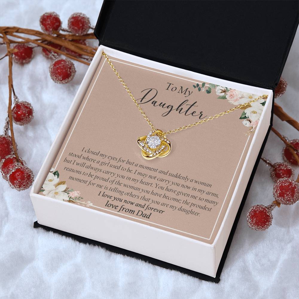To My Daughter Necklace Gift For Daughter From Dad Daughter Birthday Graduation Gift Love Knot Necklace