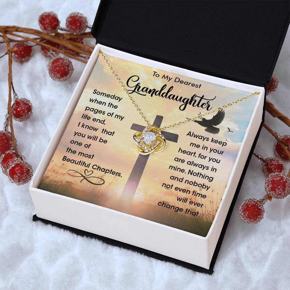 To My Dearest Granddaughter - Heart Melt Message Love Knot Necklace?? Love Knot Necklace