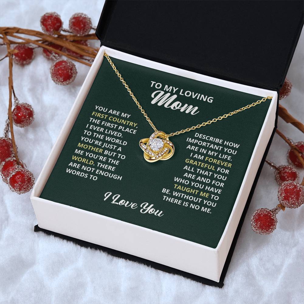 To My Loving Mom Necklace. Gift For Mom Mom Birthday Gift Mother's Day Gift Love Knot Necklace